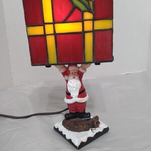 Santa Stained Glass Holiday Lamp
